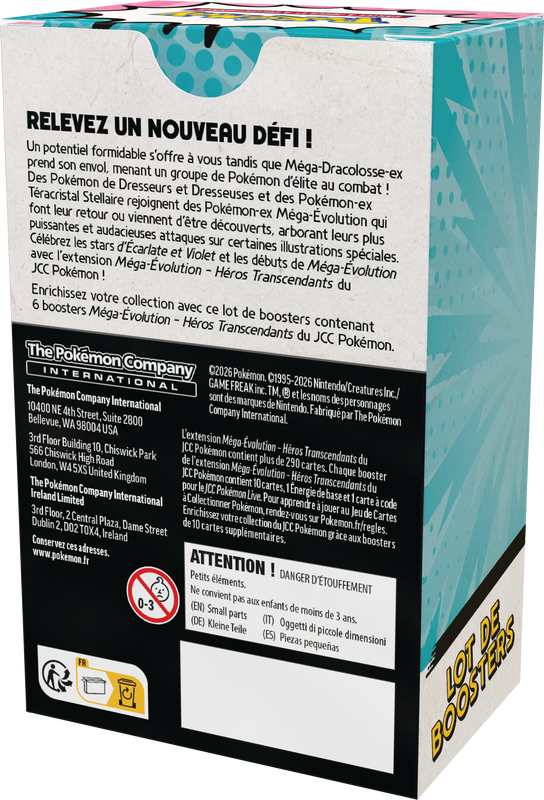 Lot de 6 boosters Pokémon Héros Transcendants (ME2.5) 🇫🇷