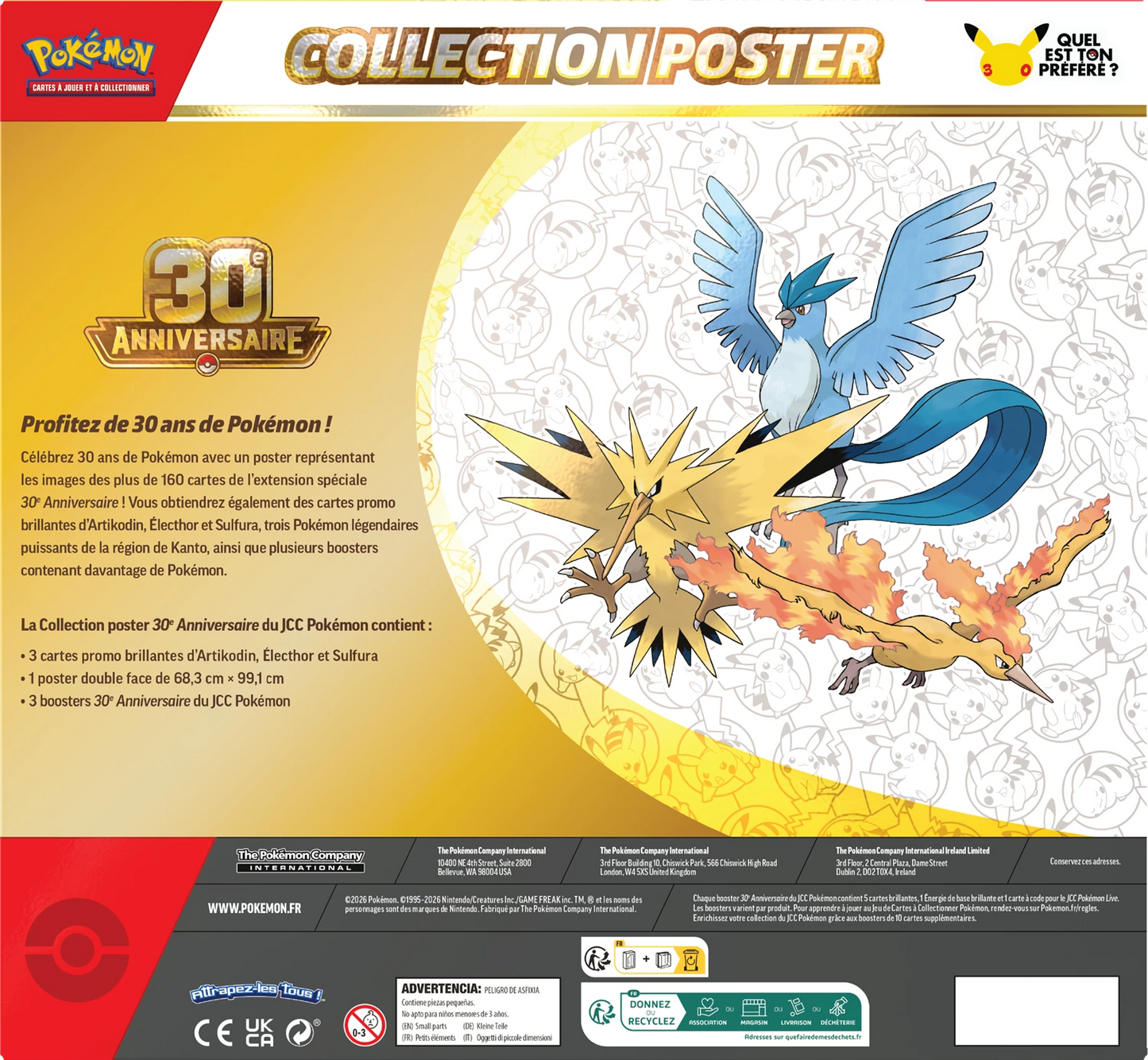 Coffret Collection Poster Pokémon 30e Anniversaire 🇫🇷