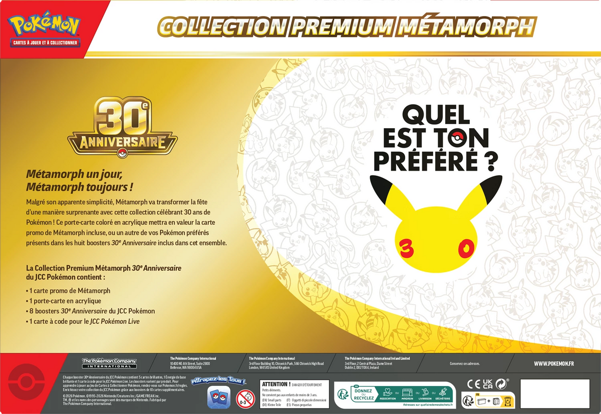 Coffret Collection Premium Pokémon 30e Anniversaire Métamorph 🇫🇷