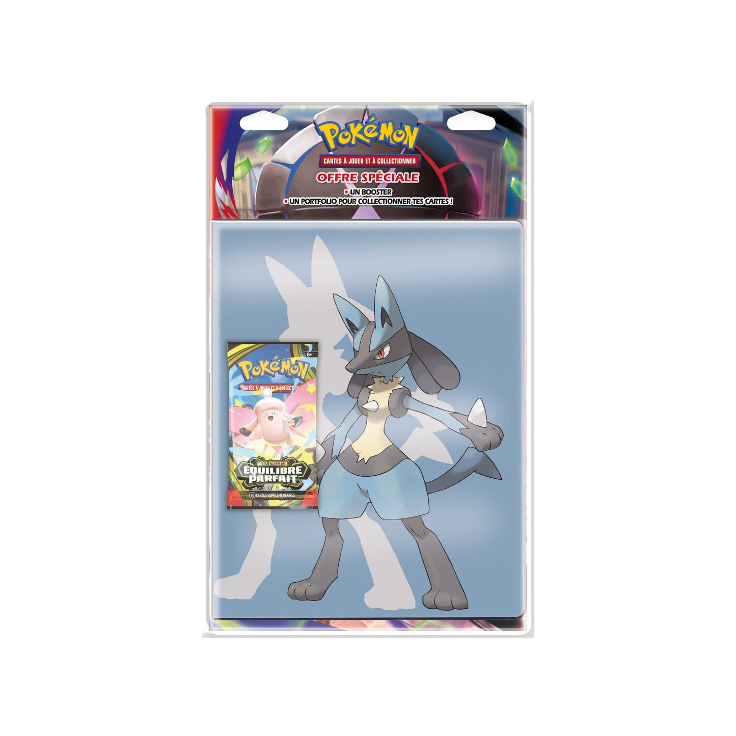 Portfolio A4 Pokémon Lucario Ultra PRO + 1 booster Équilibre Parfait ME3 - Pokemagic
