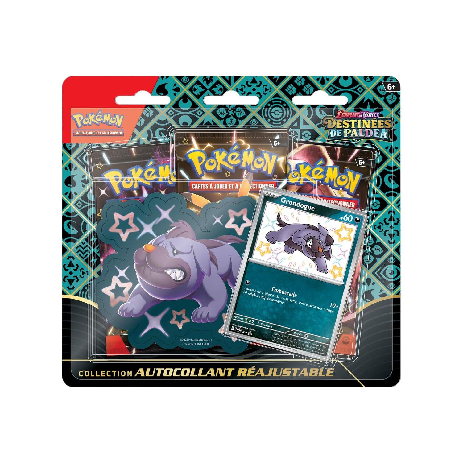 Tripack Collection autocollant réajustable Pokémon Destinées de Paldea EV4.5 Grondogue - Pokemagic