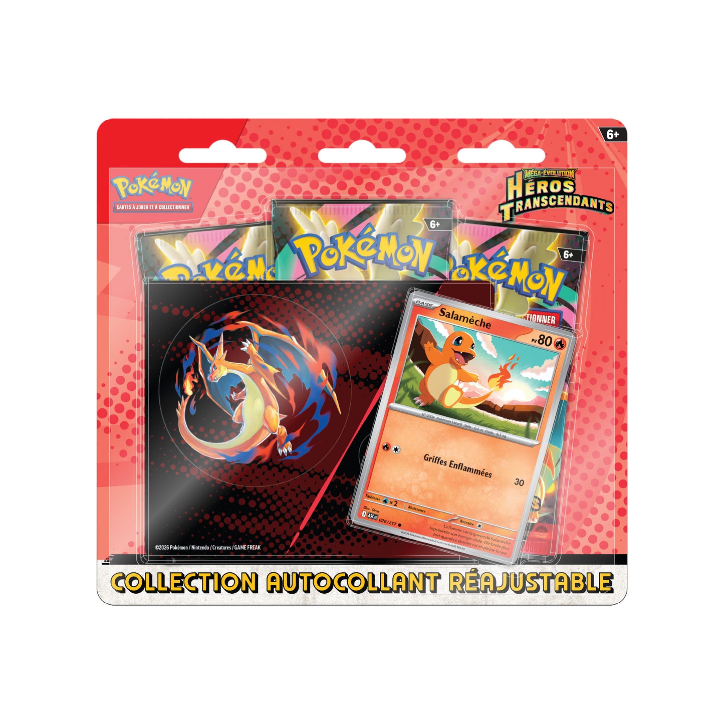 Tripack Collection Autocollant Réajustable Pokémon Héros Transcendants ME2.5 Salamèche - Pokemagic