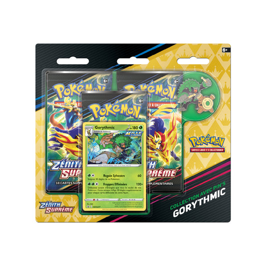 Tri-pack Collection avec pin's Pokémon Zénith Suprême (EB12.5) Gorythmic 🇫🇷