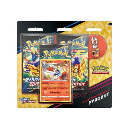 Tri-pack Collection avec pin's Pokémon Zénith Suprême (EB12.5) Pyrobut 🇫🇷